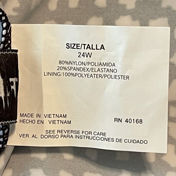 TRIMSHAPER TANKINI SWIM TOP Plus Size 24W BLACK & WHITE ANIMAL PRINT NWT  1142A - Picture 4 of 12